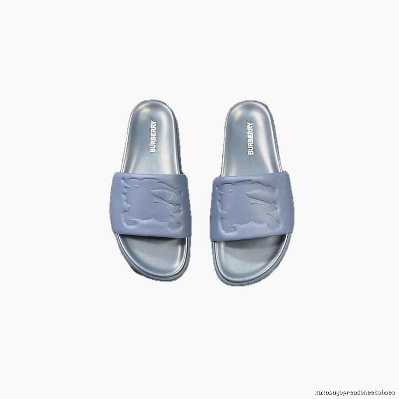 Burberry Equestrian Knight Collection Minimalist Grey-Blue Slide Sandals