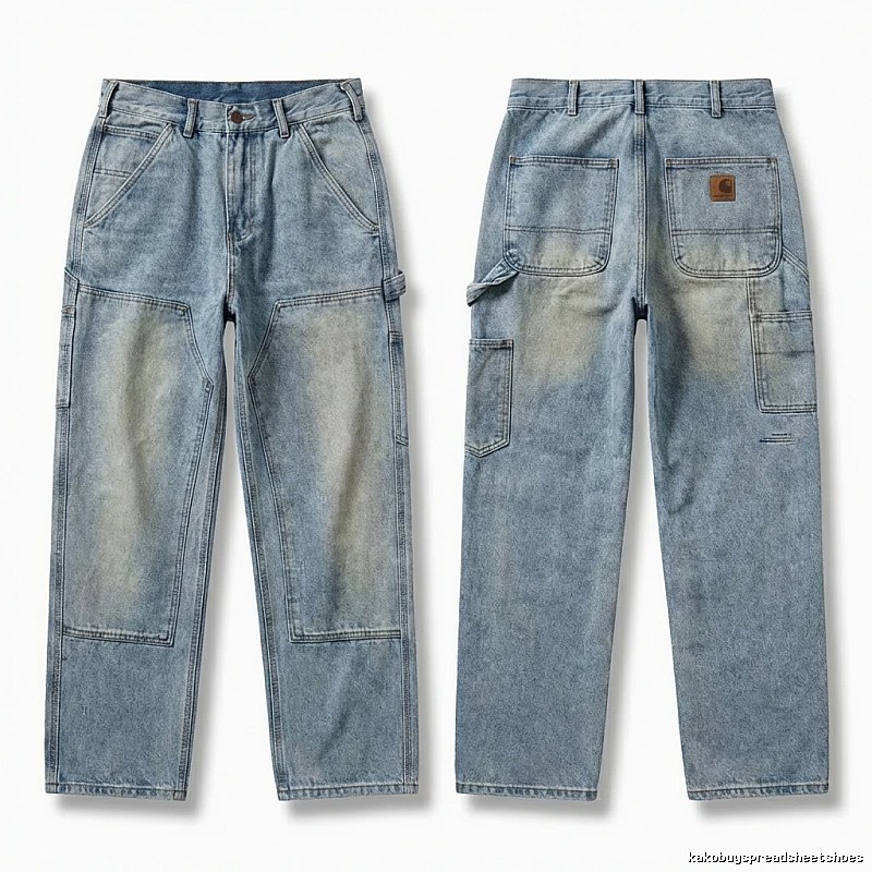 Carhartt workwear style light blue jeans