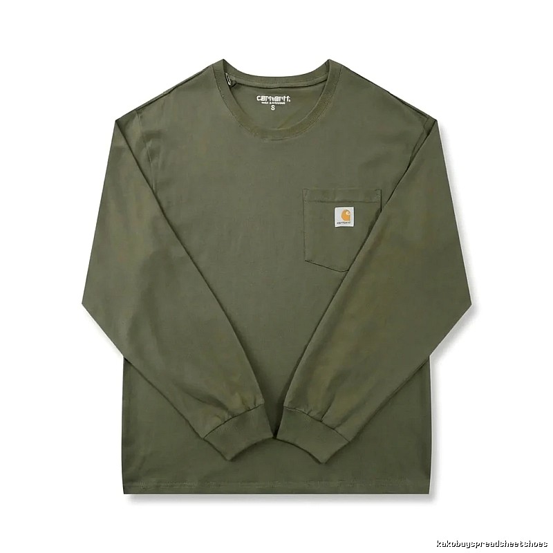 Carhartt workwear style olive green long-sleeve
