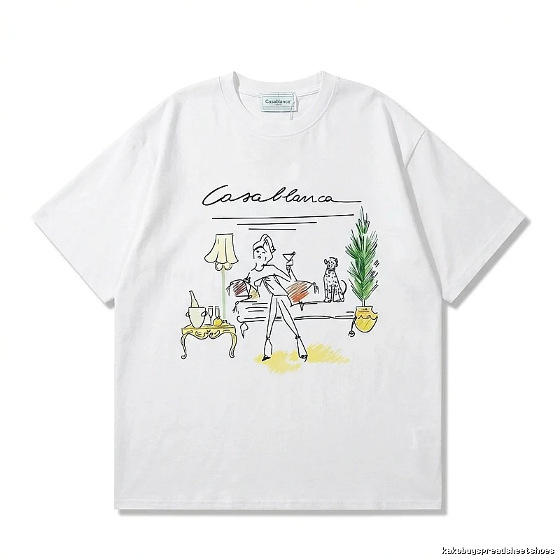 Casablanca Hand-painted Style White T-shirt