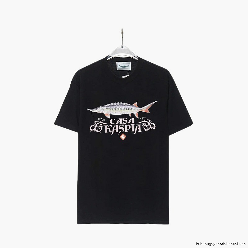 Casablanca printed trendy brand black T-shirt