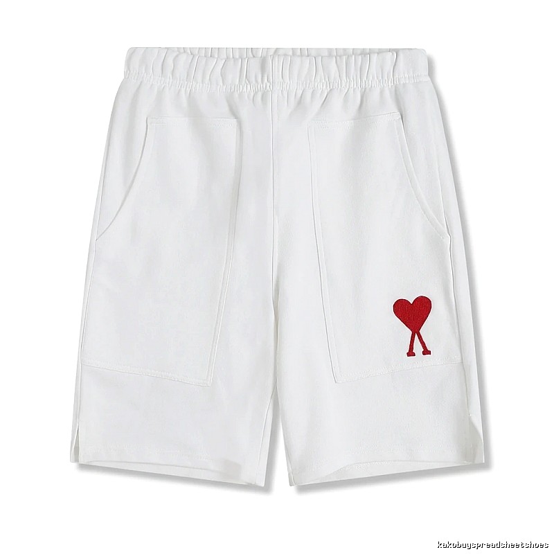Casual white shorts with love embroidery