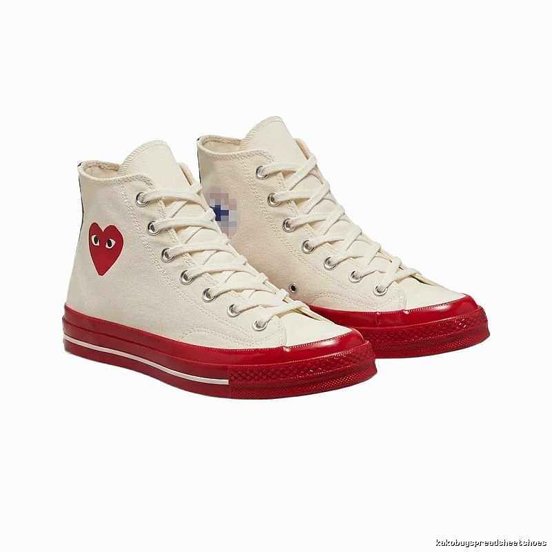 CDG Love High-top Red and White Shoes