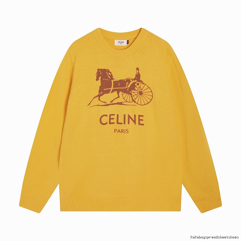 CELINE Yellow Logo Knit Sweater for Travel Packing