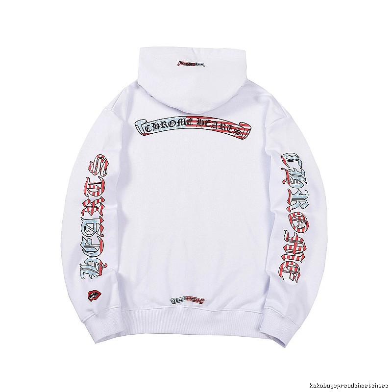 Chrome Hearts 2088-78 White Cross Graphic Hoodie Logo Detail