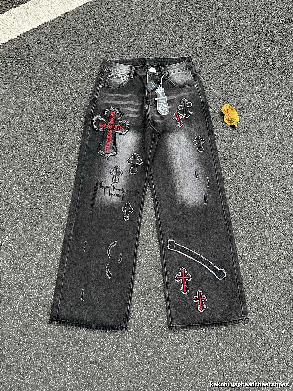Chrome Hearts Black Wash Weekend Cross Graphic Jeans