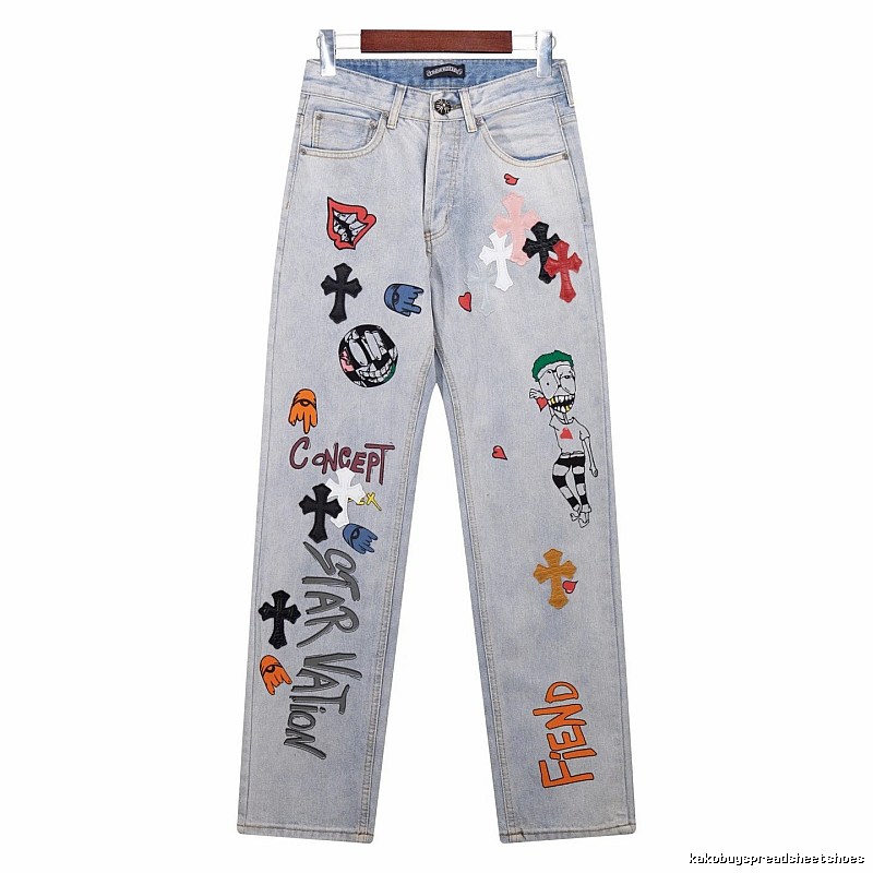 Chrome Hearts Classic Graphic jeans Light Denim Jeans for Daily Styling