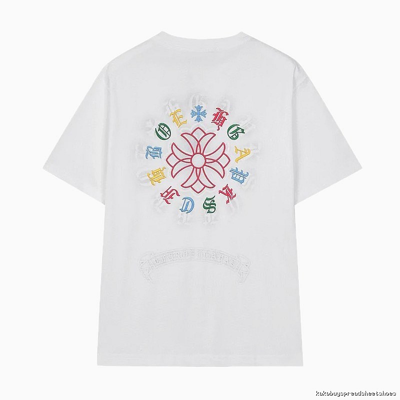 Chrome Hearts Colorful Embroidered Street Style White T-Shirt