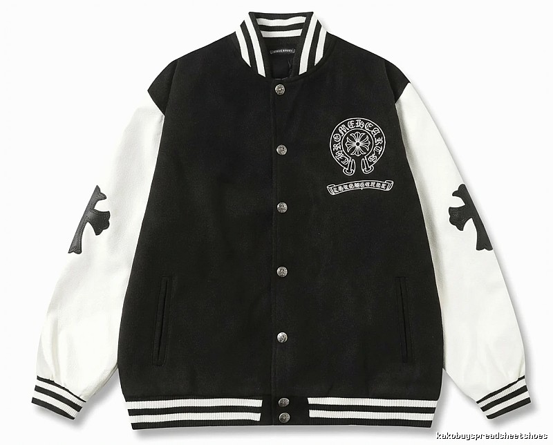Chrome Hearts Cross Black and White Baseball Jacket