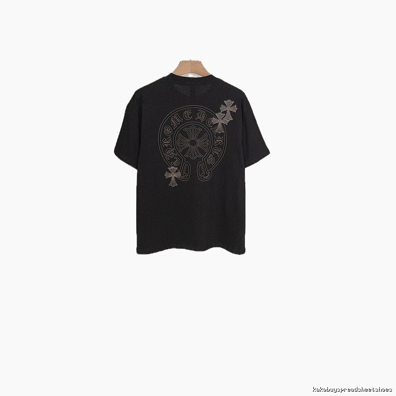 Chrome Hearts Cross Embroidered Street Style Black Short-Sleeve T-Shirt
