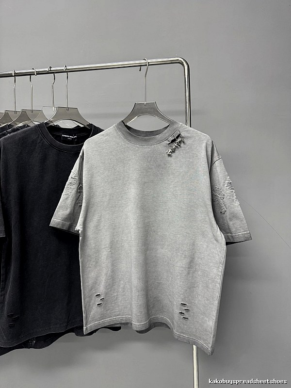 Chrome Hearts Cross Embroidered Street Style Gray Short-sleeve T-shirt