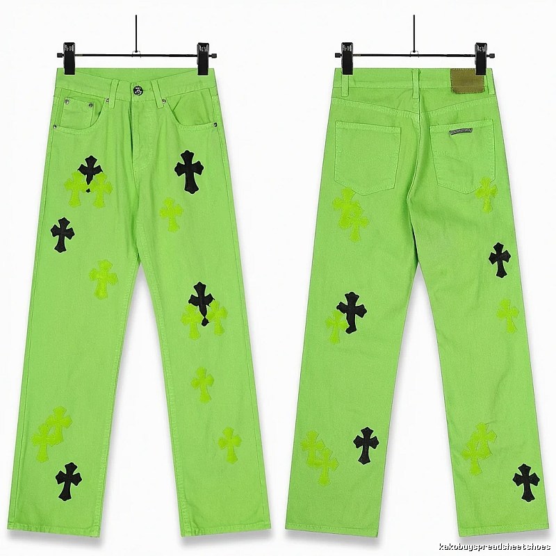 Chrome Hearts Cross Fluorescent Green Jeans
