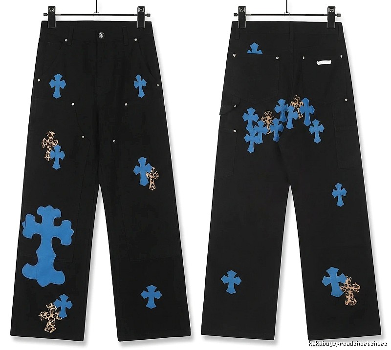 Chrome Hearts Cross Trendy Cool Black Long Pants