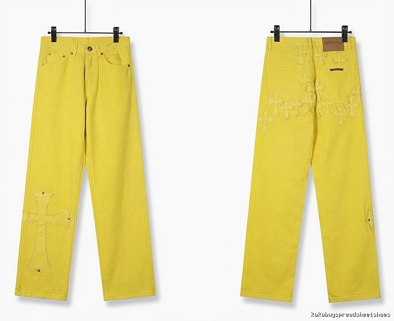 Chrome Hearts Cross Trendy Cool Yellow Jeans