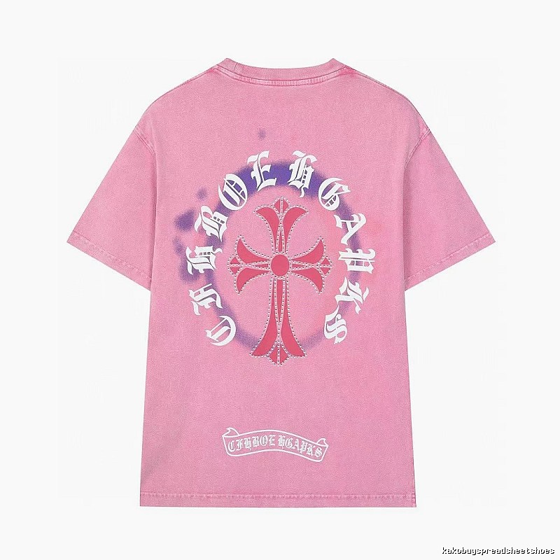 Chrome Hearts Cross Vintage Style Pink T-Shirt
