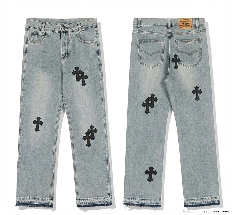 Chrome Hearts denim-style light blue jeans