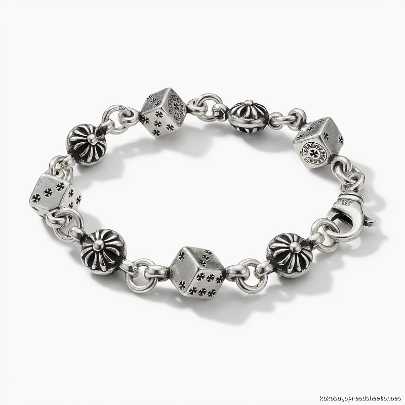Chrome Hearts Dice Retro Style Silver Bracelet