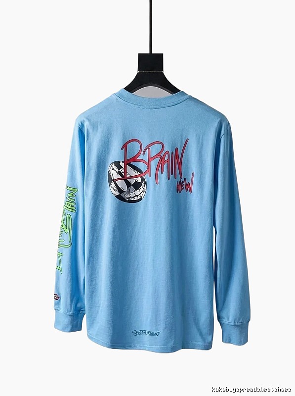 Chrome Hearts Graffiti Style Light Blue Long-sleeved Shirt