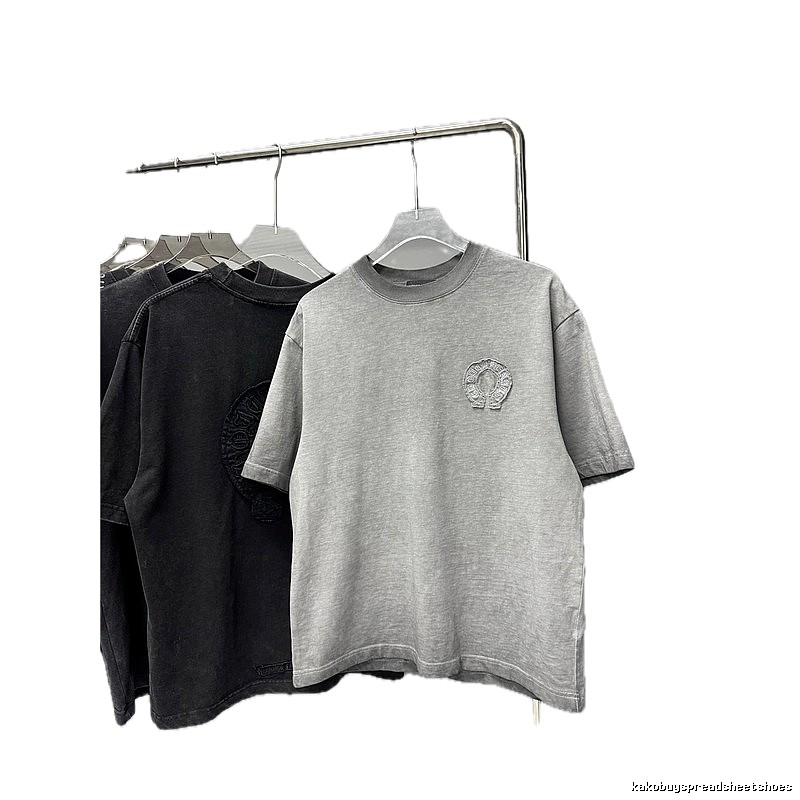 Chrome Hearts Horseshoe Logo Trendy & Cool Grey Short-sleeve T-shirt