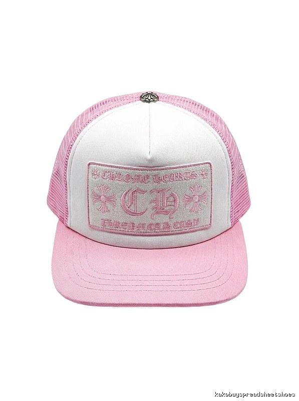 Chrome Hearts Pink and White Patchwork Trendy Hat