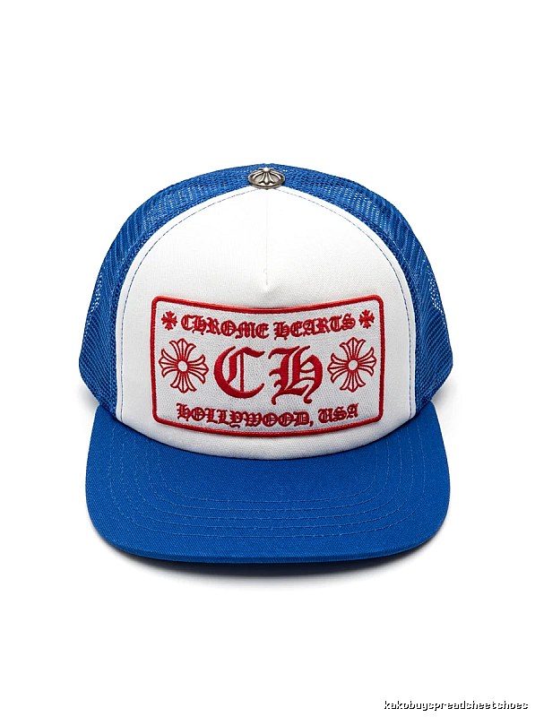 Chrome Hearts Retro Style Blue and White Hat