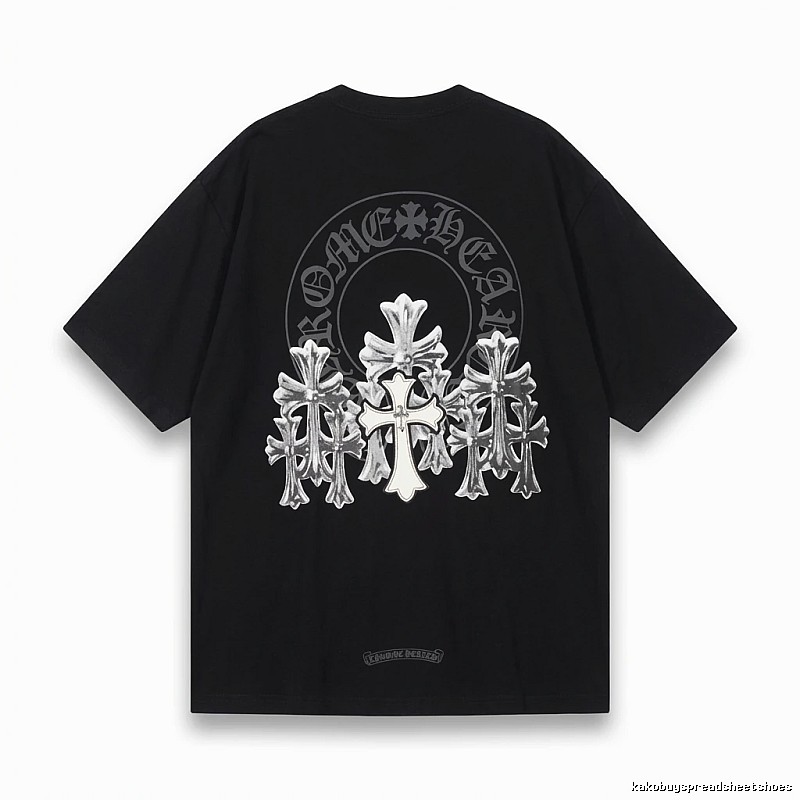 Chrome Hearts Silver Cross Black T - Shirt