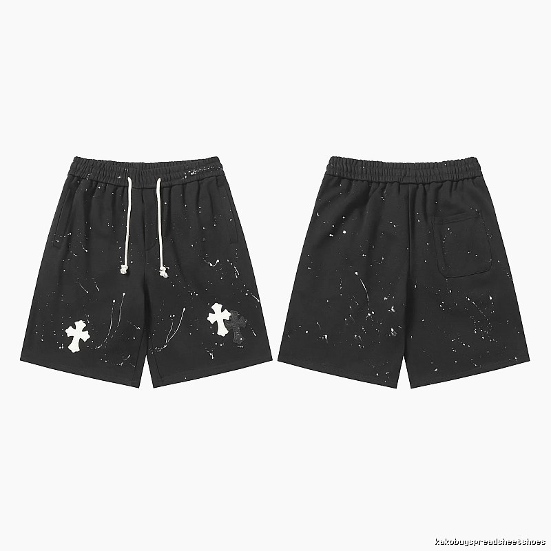 Chrome Hearts splatter - style black shorts