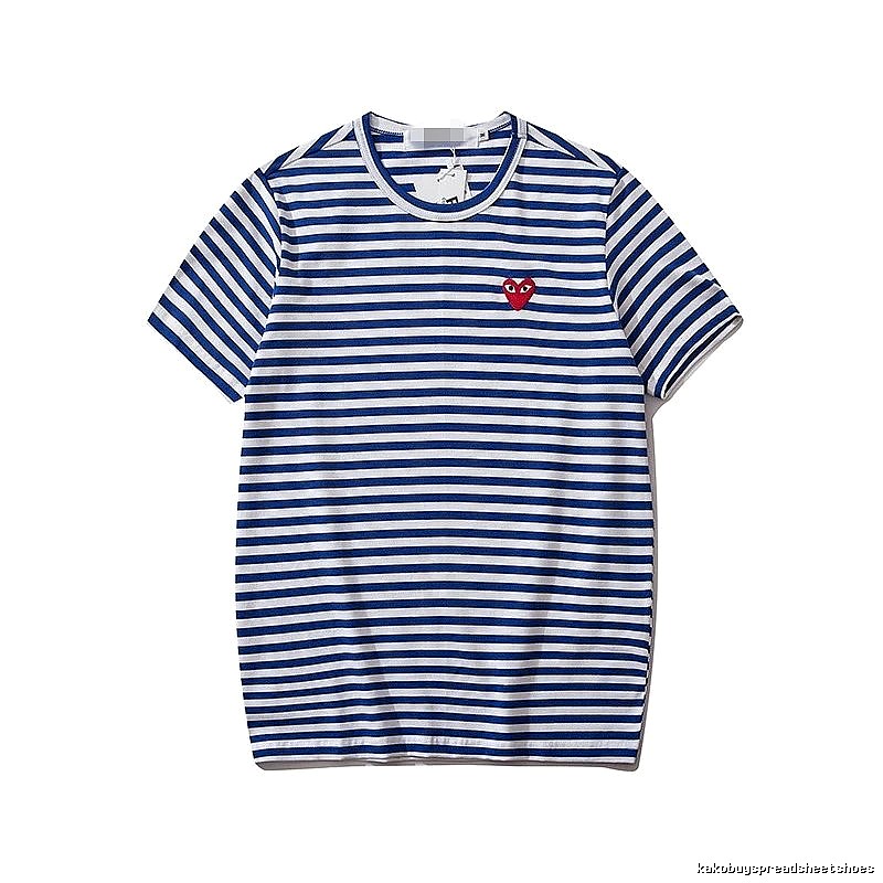 Comme des Garcons PLAY 2021-94 Blue Style 2194 Heart Logo T-Shirt Modern Fit