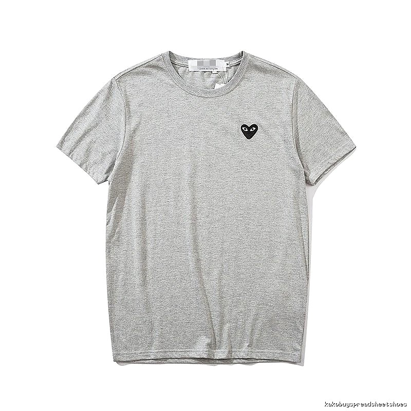 Comme des Garcons PLAY 2021-95 Gray Style 2195 Heart Logo T-Shirt Summer Styling
