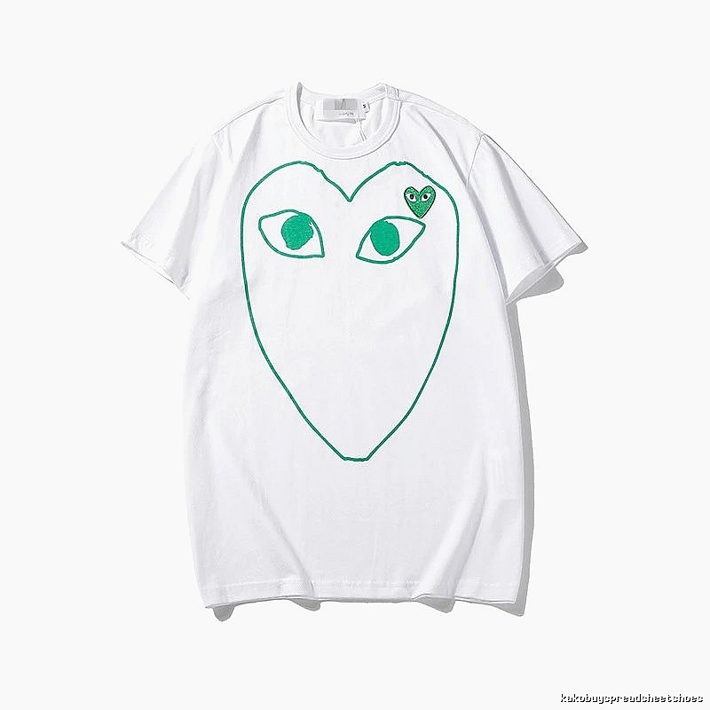 Comme des Garcons PLAY 2023-13 Green Style 2313 Heart Logo T-Shirt Soft Neutral