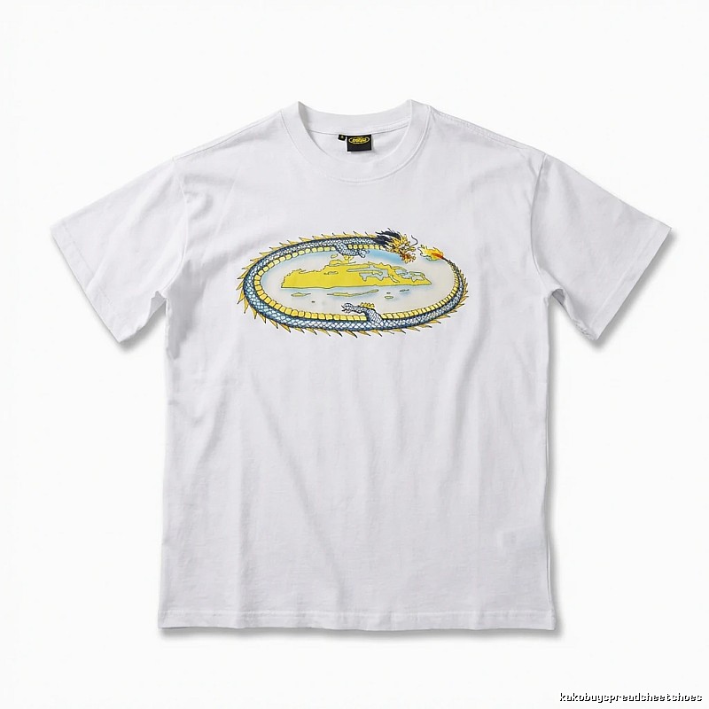 Corteiz Dragon Pattern Trendy White T-shirt