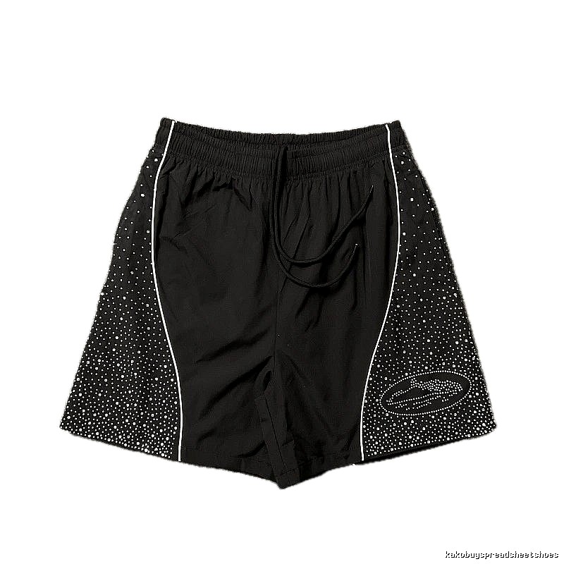 Corteiz Hot-fix Rhinestone Street Style Black Shorts