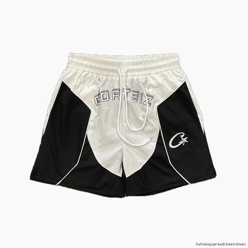 Corteiz Letter Print Street Style Black and White Sports Shorts