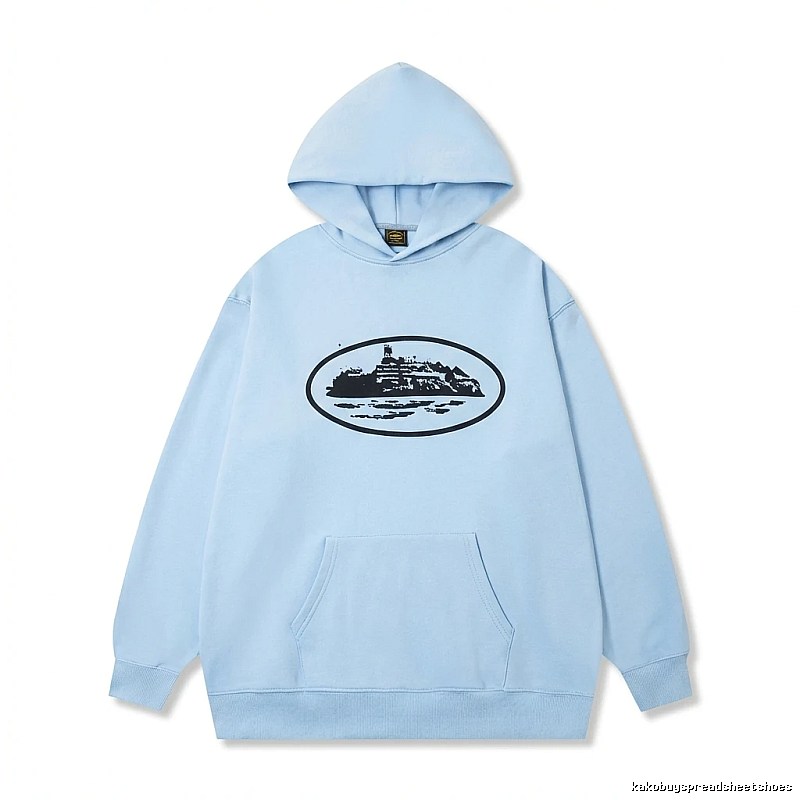 Corteiz Print Minimalist Light Blue Hoodie