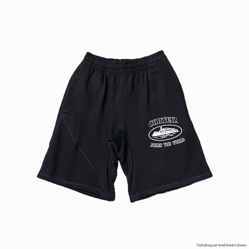Corteiz retro-style black shorts