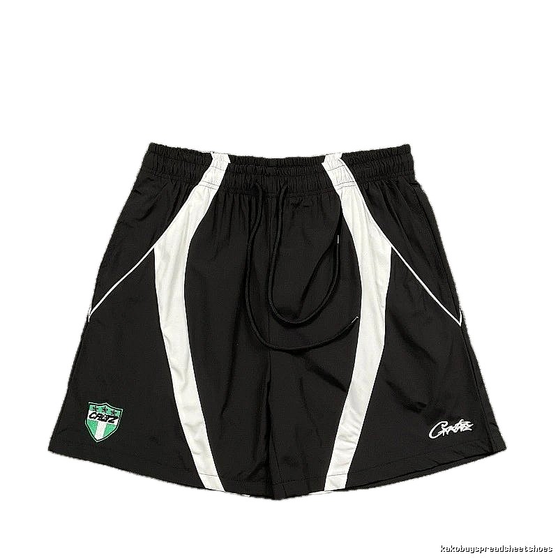 Corteiz Shield Logo Street Style Black and White Shorts
