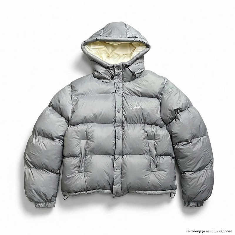 Corteiz trendy and cool style grey down jacket