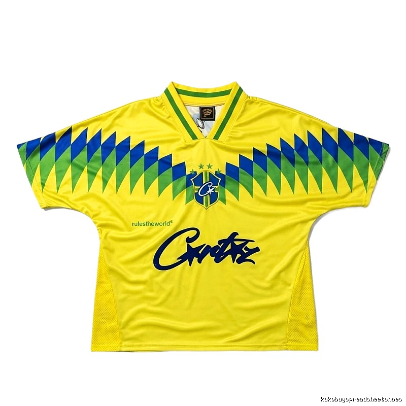 Corteiz yellow-green-blue color-blocked short-sleeve