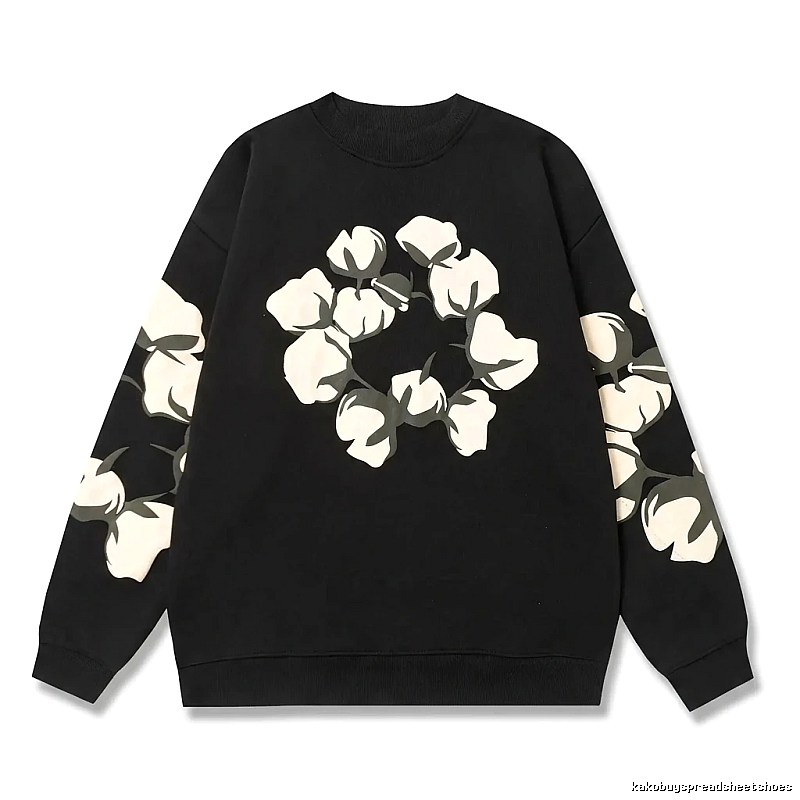 DENIM TEARS Cotton Printed Black Sweatshirt