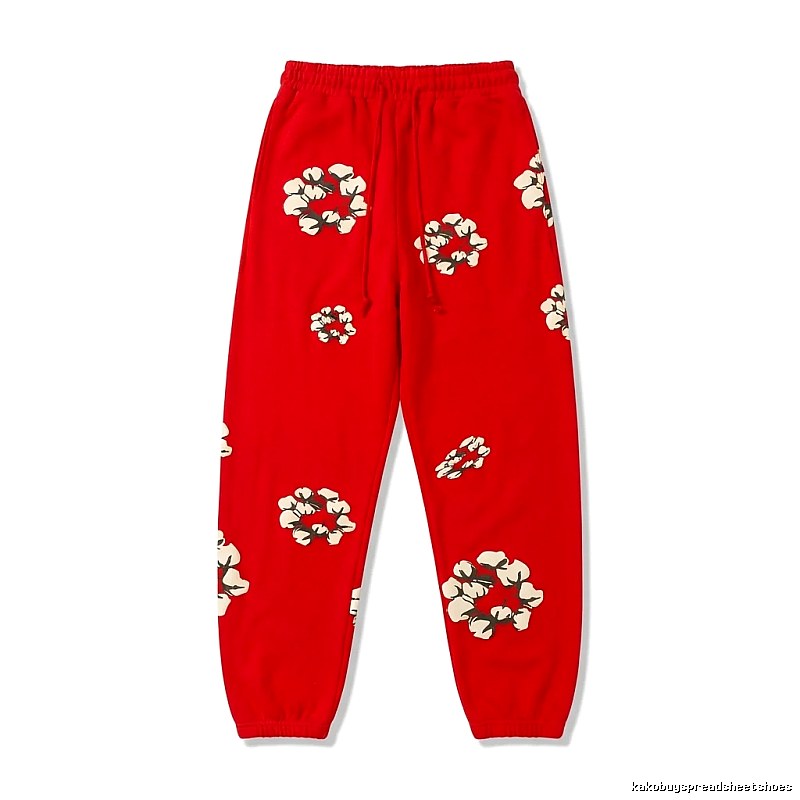 DENIM TEARS Floral Style Red Sweatpants