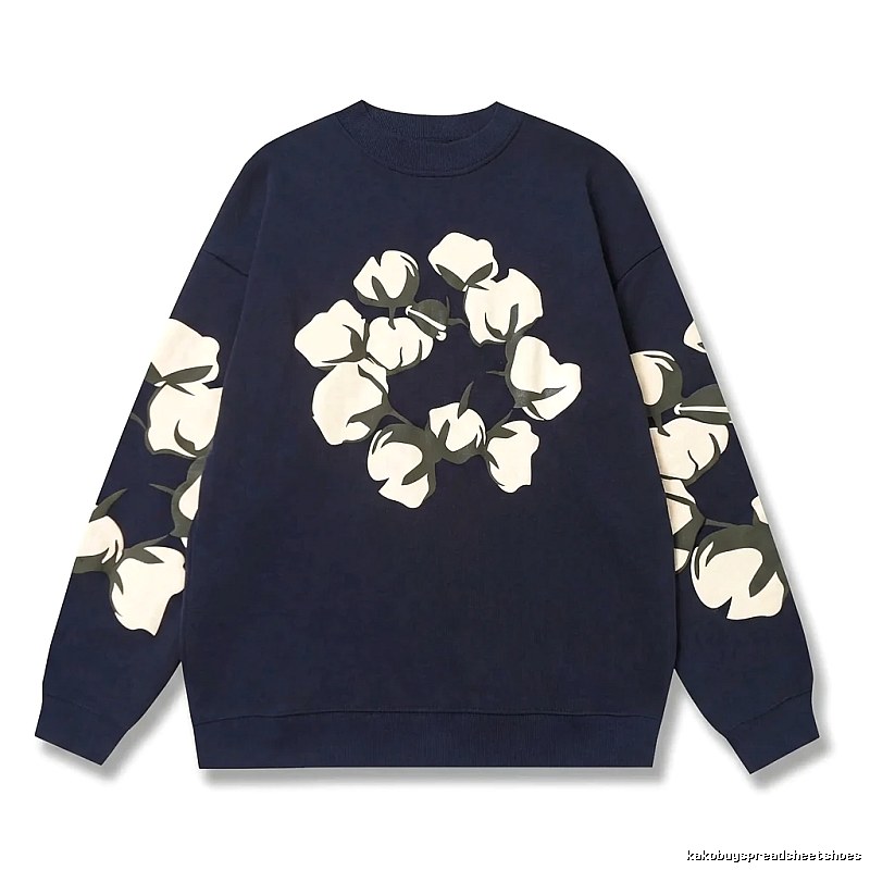 DENIM TEARS Retro Style Navy Blue Sweatshirt