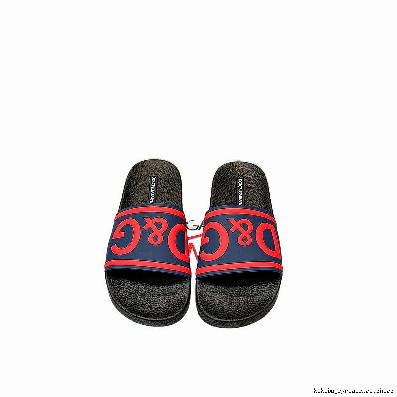 D&G DG Classic Trendy Brand Blue-Red Color-block Slides