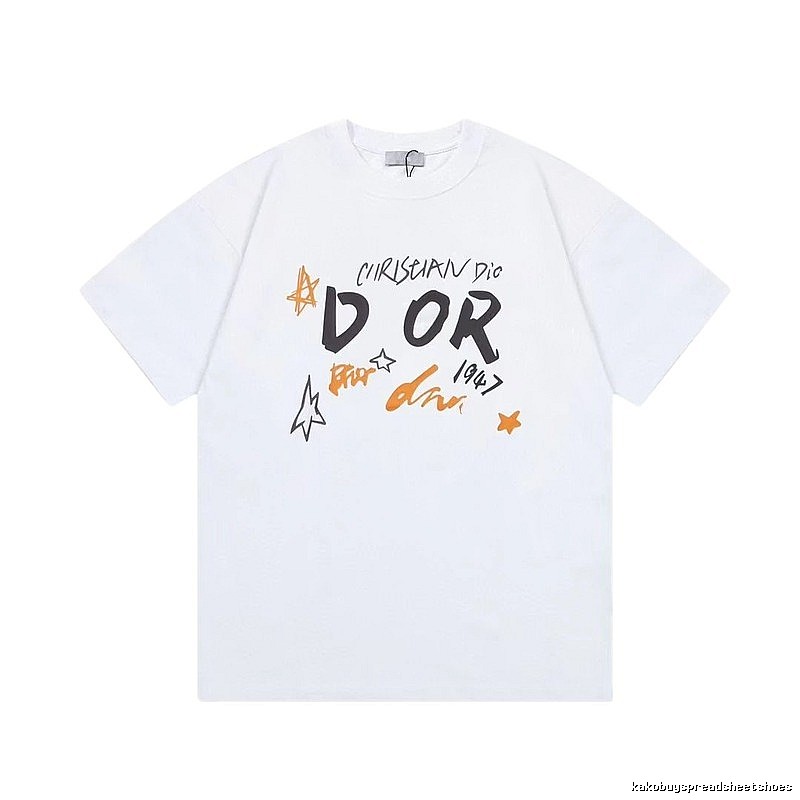 Dior 1947 Trendy Graffiti Style White T-Shirt