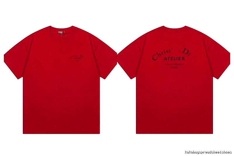 Dior Atelier Minimalist Style True Red Short-sleeve T-shirt