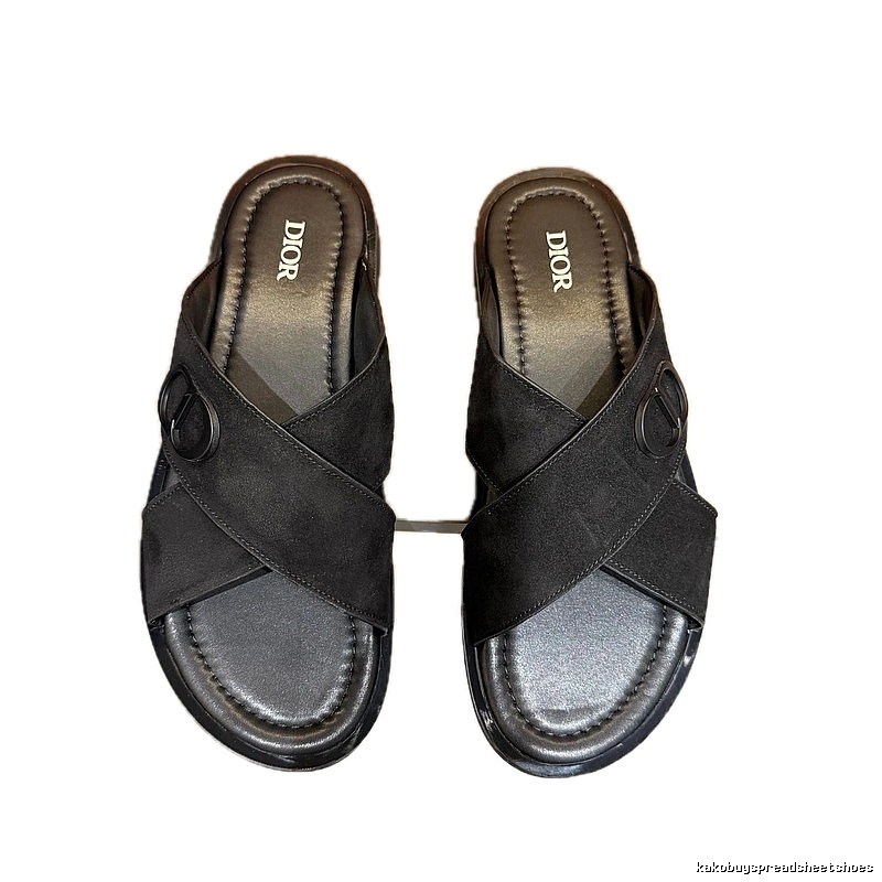 Dior Classic Casual Style Black Criss-Cross Slide Sandals