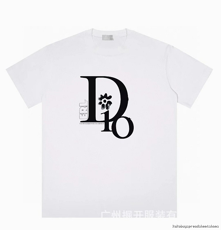 Dior Co-branded Trendy Style Printed White T-Shirt