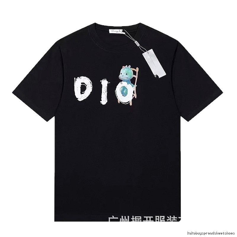 Dior Dinosaur Print Trendy Black Short-sleeve T-shirt