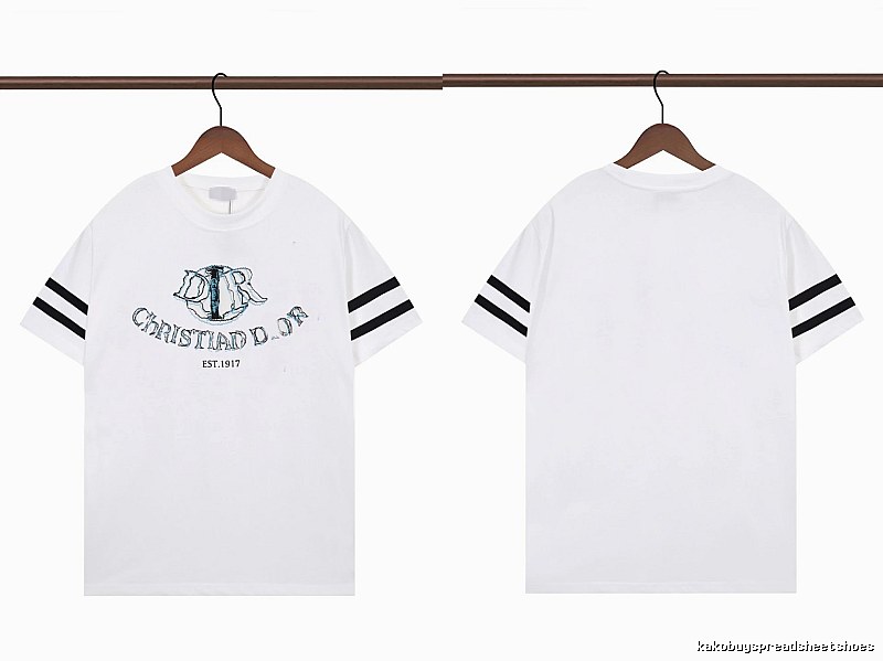 Dior Embroidered Collection Vintage Style White Short-sleeve T-shirt