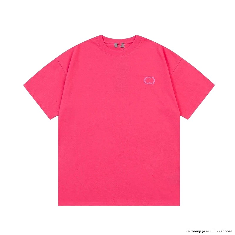 Dior Embroidery Collection Minimalist Style Dragon Fruit Pink Short-sleeve T-shirt