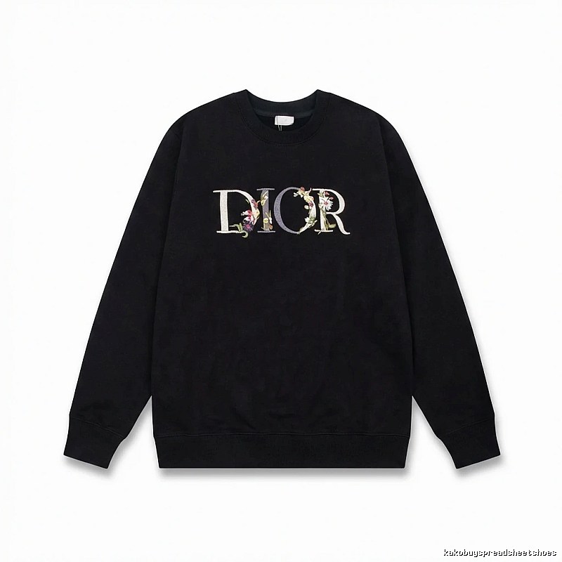 Dior Floral Alphabet Style Black Sweatshirt